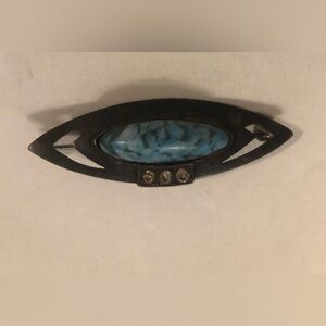 Vintage Blue And Black Brooch